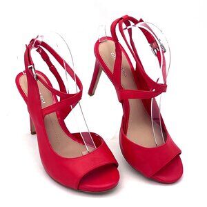 Gianni Bini Red Strappy Stiletto High Heels Womens Shoes Size 9.5M Leather Upper